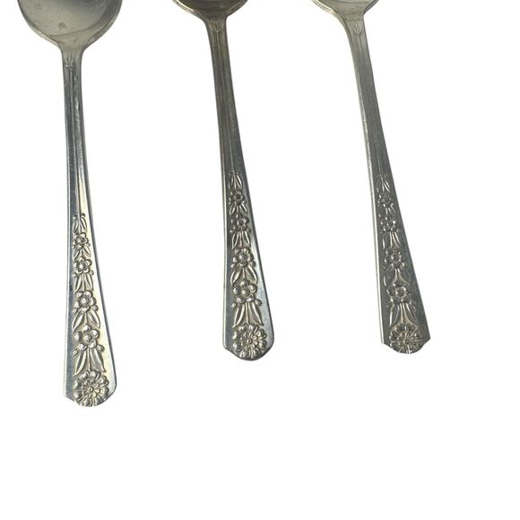 Set Of 3 Meridian Silver Plate Co. Dessert Teaspoon Spoon Vintage - Picture 2 of 15